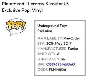 Underground Toys Exclusive Lemmy Kilmister Pop! 