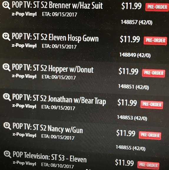 Funko Pop! Stranger Things Wave 3 Showing up in Gamestop systems.