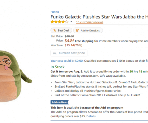 Funko Galactic Plushies Star Wars Jabba the Hutt and Salacious B. Crumb – Only $4.86