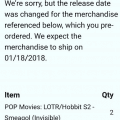 Funko Pop! Barnes and Noble Smeagol has been delayed to 2018