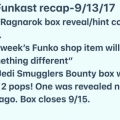 Funko Funkast Recap 9/13/17