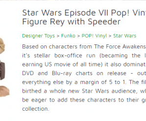 Star Wars Episode VII Pop! Vinyl Figure Rey with Speeder – Restock FPI