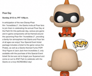 A Giants uniform variant of Funko Pop! Jack Jack will be coming to Pixar Day at AT&T Park!