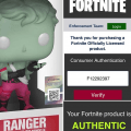The QR code on the Fortnite Funko Pop!s is used authenticate the Pop! as an official Fortnite product.