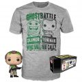 First Look at SDCC 2019 – Slimer vs Venkman Funko pop and tee set; found at a ThinkGeek booth.