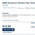 BAM! Exclusive Cthulhu Funko Pop! Vinyl – Black and White Cthulhu – Live