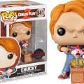 Out of box look at FYE exclusive Funko Pop Chucky with giant scissors and jack in the box!