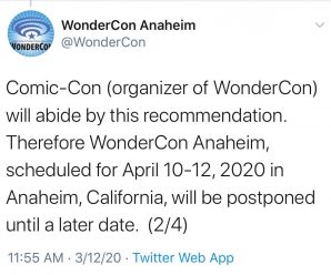 WonderCon Anaheim has been postponed!