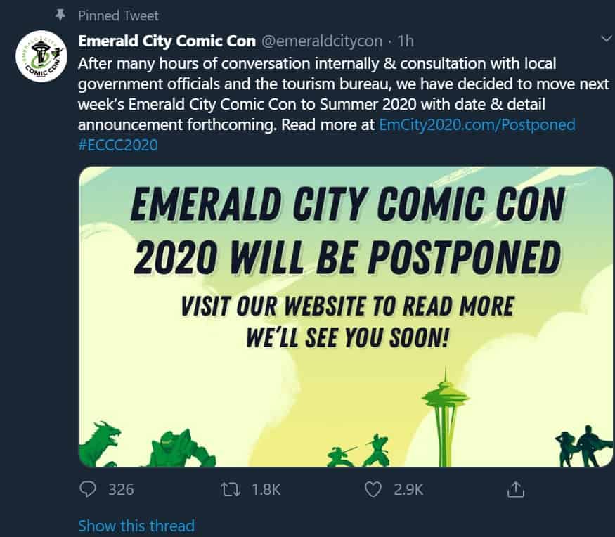 Emerald City Comic Con postponed to summer 2020 due to coronavirus
