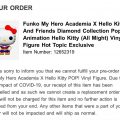 Hot Topic exclusive Funko Pop Diamond Hello Kitty (All Might) orders are being canceled due to the impact of COVID-19.