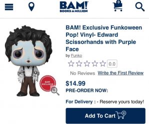 Preorder Now: BAM exclusive Funko Pop Edward Scissorhands with purple face!