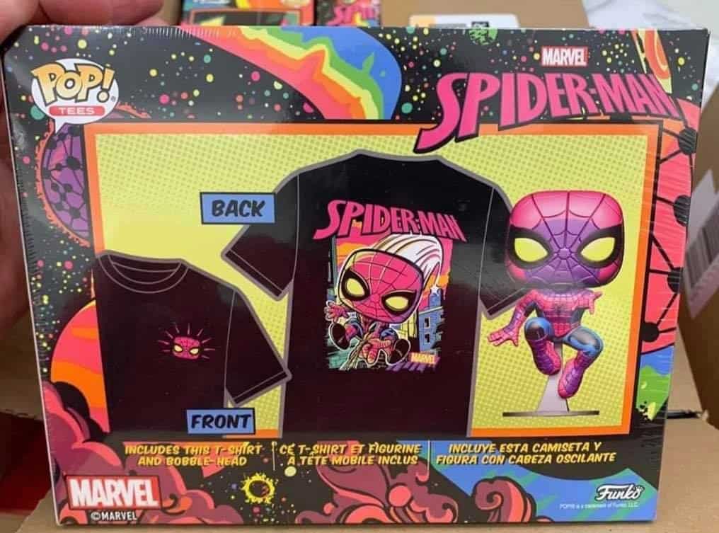 Funko Pop Tees Marvel Black Light Spider-Man T-Shirt Size L Large Target Excl