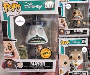 Closer look at Funko Pop Disney Nightmare Before Christmas The Mayor, chase, and Sandy Claws!