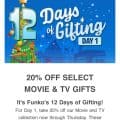 12 Days of Gifting – Day 1: Save 20% on select Movies and TV Shows at Funko!